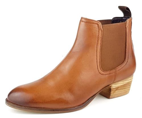 Frank James York Tan Leather Chelsea Pull On Ankle Boots